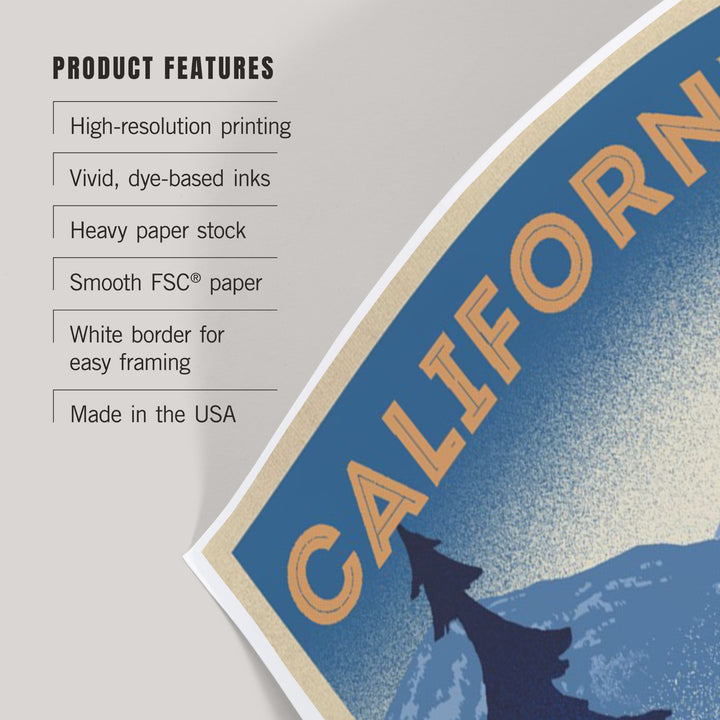 California, Elk and Mountain Scene, Lithograph, Art & Giclee Prints
