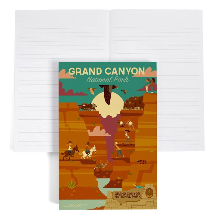 Lined 6x9 Journal, Grand Canyon National Park, Arizona, Geometric National Park Series, Lay Flat, 193 Pages, FSC paper