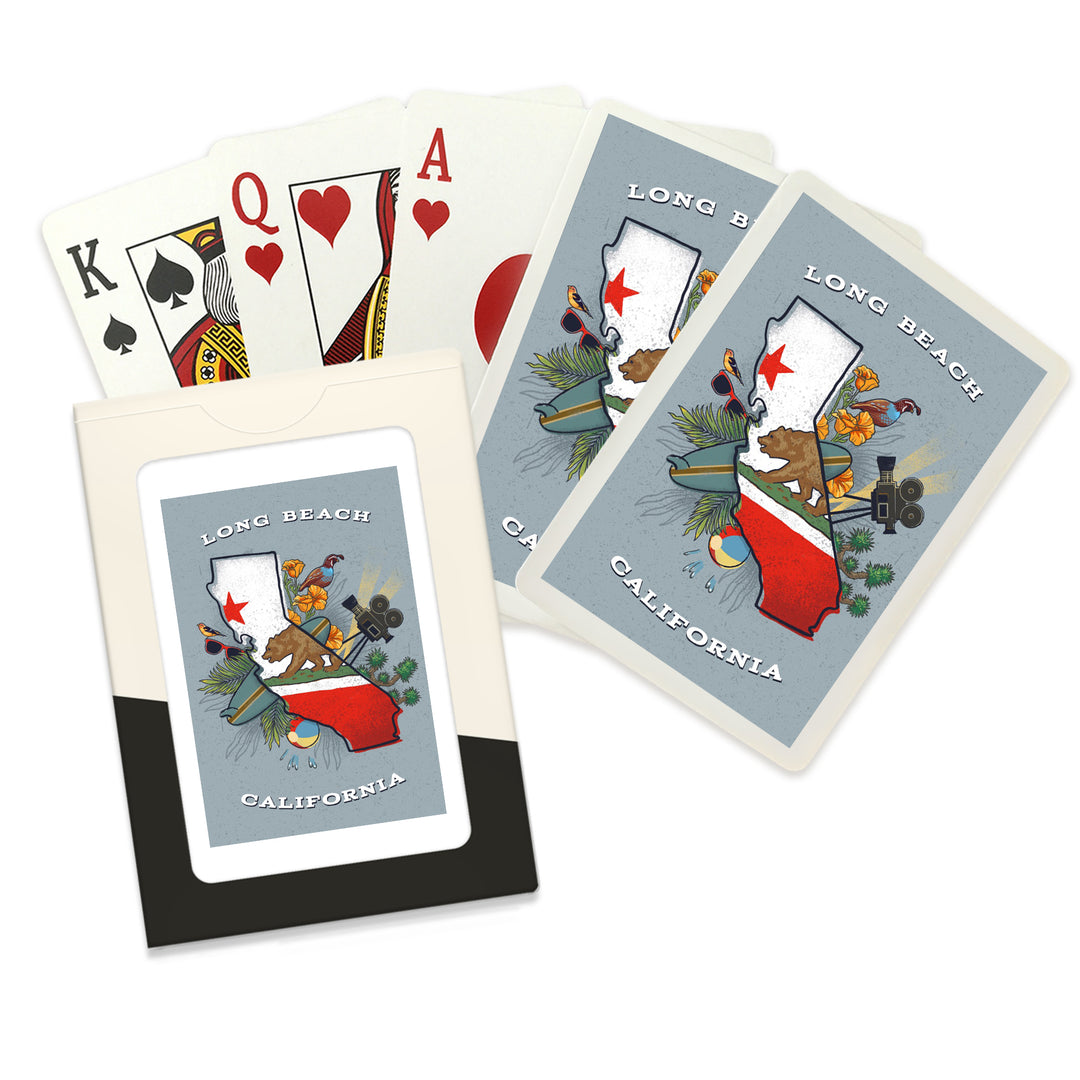 Playing Cards, Long Beach, California, State Treasure Trove, State Series, 52 Card Deck with Jokers in Box, Unique Art