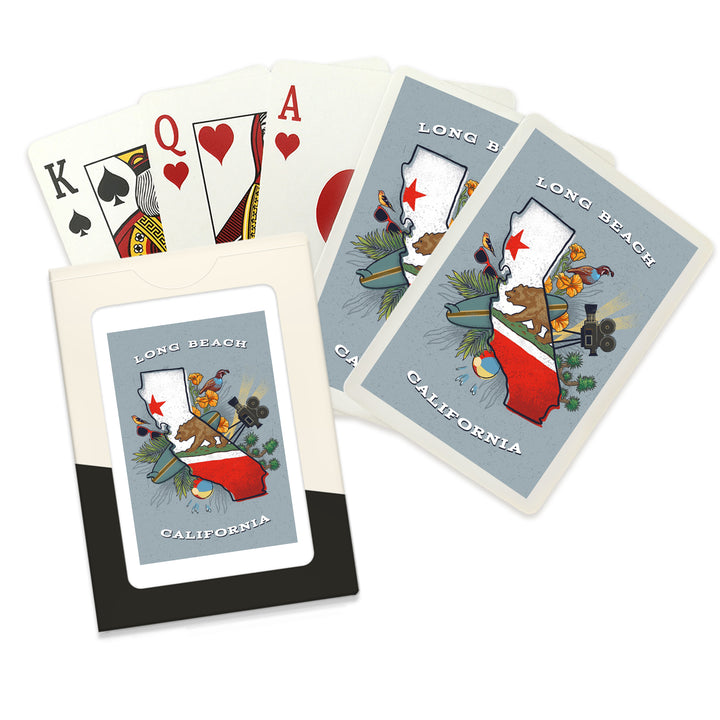 Playing Cards, Long Beach, California, State Treasure Trove, State Series, 52 Card Deck with Jokers in Box, Unique Art