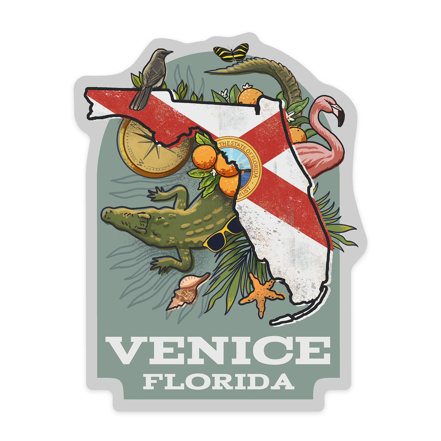 Venice, Florida, State Treasure Trove, State Series, Contour, outdoor vinyl stickers