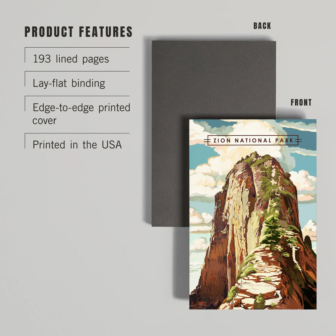 Lined 6x9 Journal, Zion National Park, Utah, Angels Landing, Modern Typography, Lay Flat, 193 Pages, FSC paper