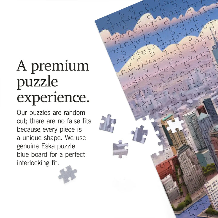 New York City, New York, Lithograph, Lower Manhattan, Jigsaw Puzzle