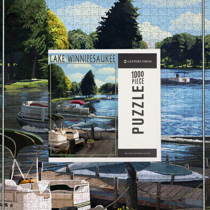 Lake Winnipesaukee, New Hampshire, Pontoon and Lake, Jigsaw Puzzle