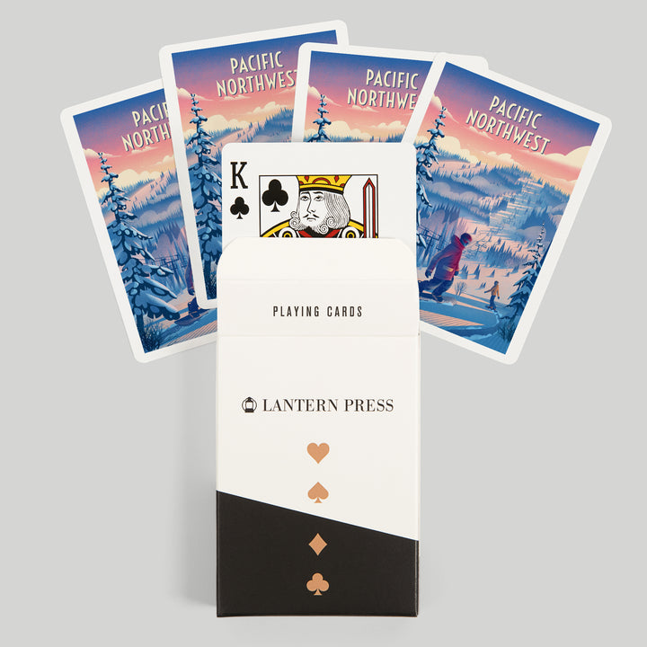 Playing Cards, Pacific Northwest, Shred the Gnar, Snowboarding, 52 Card Deck with Jokers in Box, Unique Art