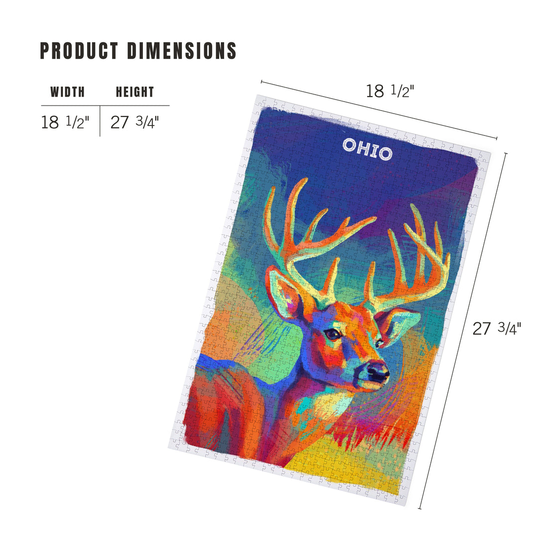 Ohio, Vivid, White Tailed Deer, 1000 Piece Jigsaw Puzzle
