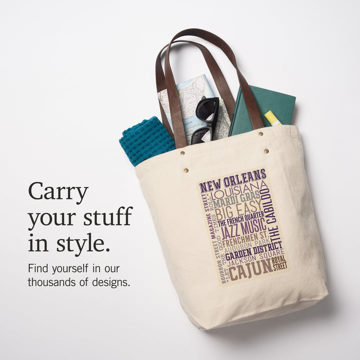New Orleans, Louisiana, Typography, Contour, Deluxe Tote
