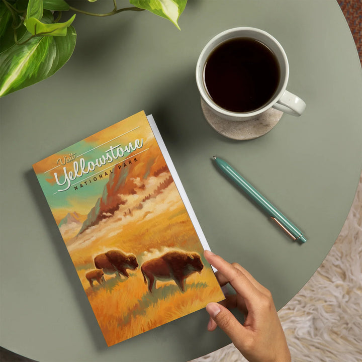 Lined 6x9 Journal, Yellowstone National Park, Bison, Oil Painting, Lay Flat, 193 Pages, FSC paper
