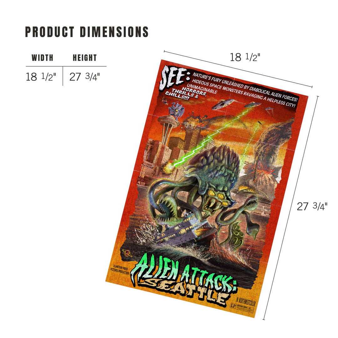 Seattle Alien Attack, 1000 Piece Jigsaw Puzzle - Lantern Press