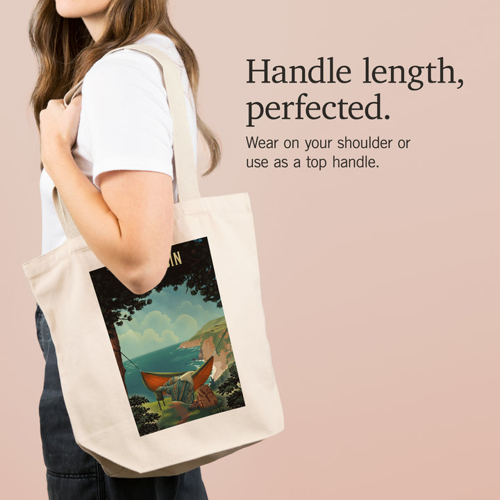 Wisconsin, Today's Office, Coastal Series, Hammock on Beach, Tote Bag