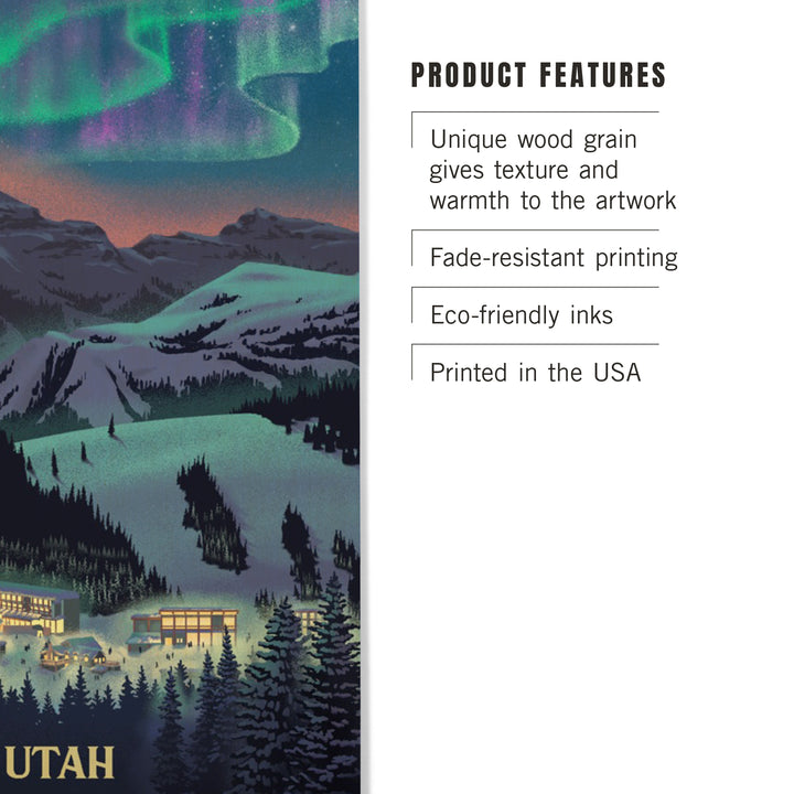 Utah, Village under Northern Lights, Wood Sign and Postcards