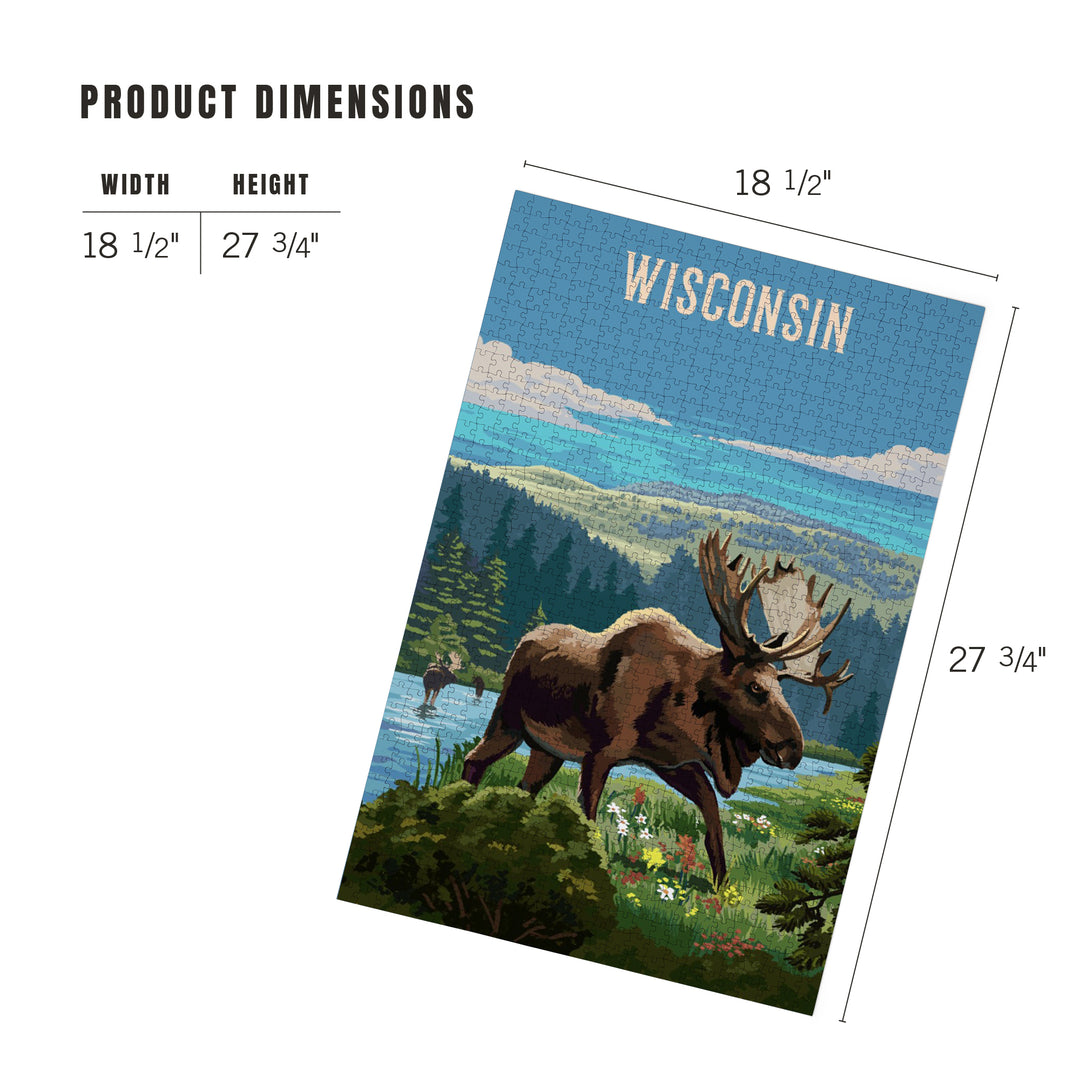 Wisconsin, Painterly, Moose and Wildflowers, Jigsaw Puzzle