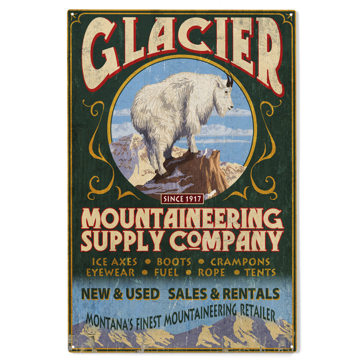 Glacier National Park, Montana, Mountain Goat Vintage Sign, Wood Sign and Postcards