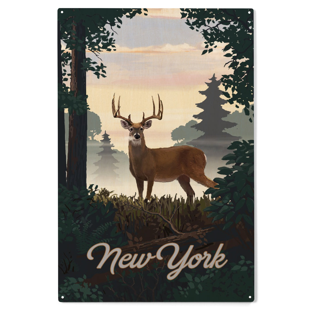 New York, Painterly, Deer and Sunrise, Wood Sign and Postcards
