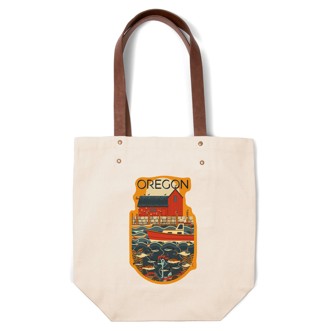 Oregon, Nautical Geometric, Contour, Lantern Press Artwork, Accessory Go Bag