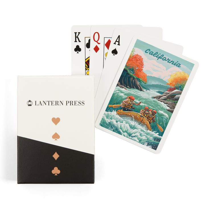 Playing Cards, California, Seek Adventure, River Rafting, 52 Card Deck with Jokers in Box, Unique Art