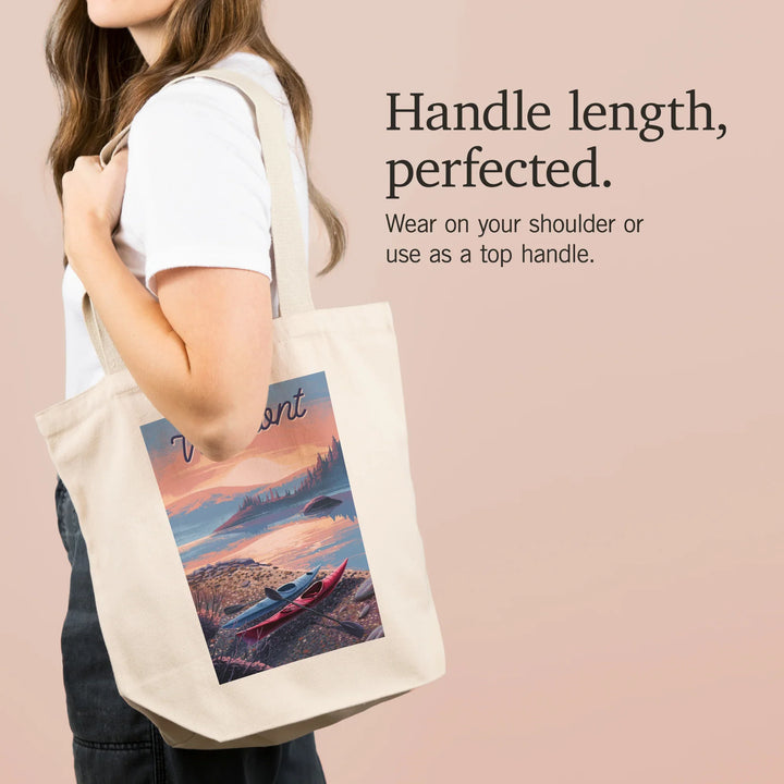 Vermont, Glassy Sunrise, Kayak, Tote Bag