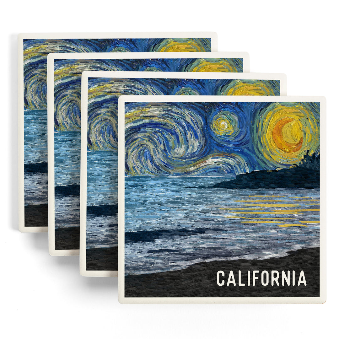 California, Starry Night, Ocean, Coaster Set