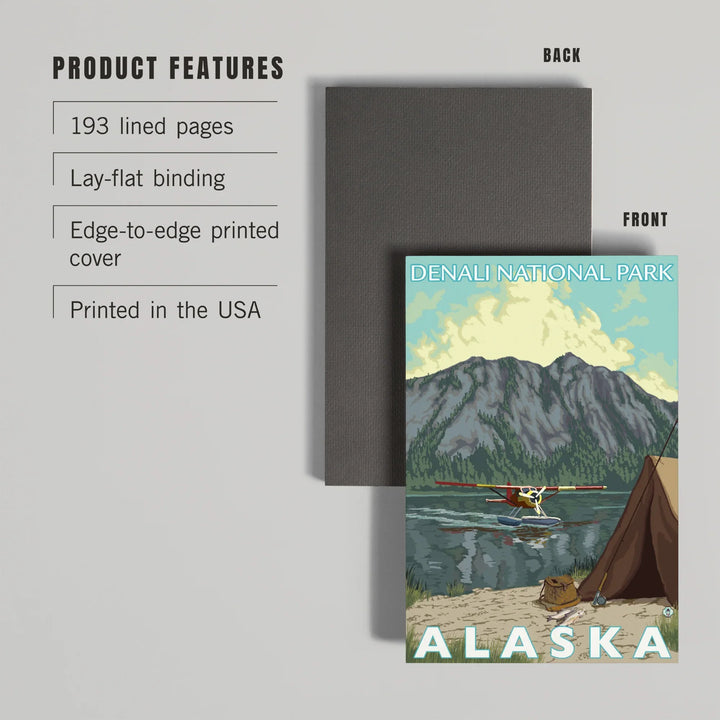 Lined 6x9 Journal, Denali National Park, Alaska, Bush Plane and Fishing, Lay Flat, 193 Pages, FSC paper