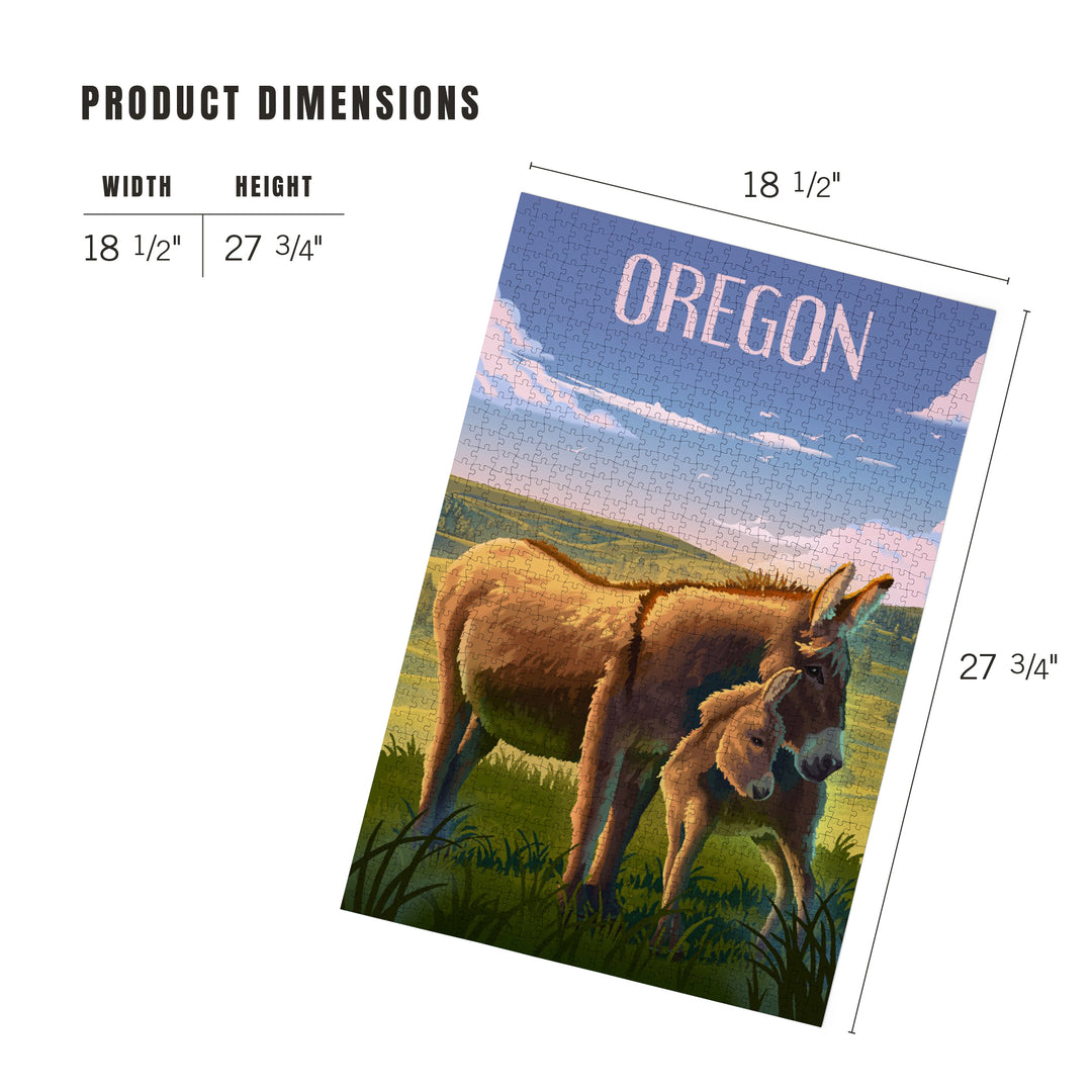 Oregon, Lithograph, Burros, 1000 Piece Jigsaw Puzzle