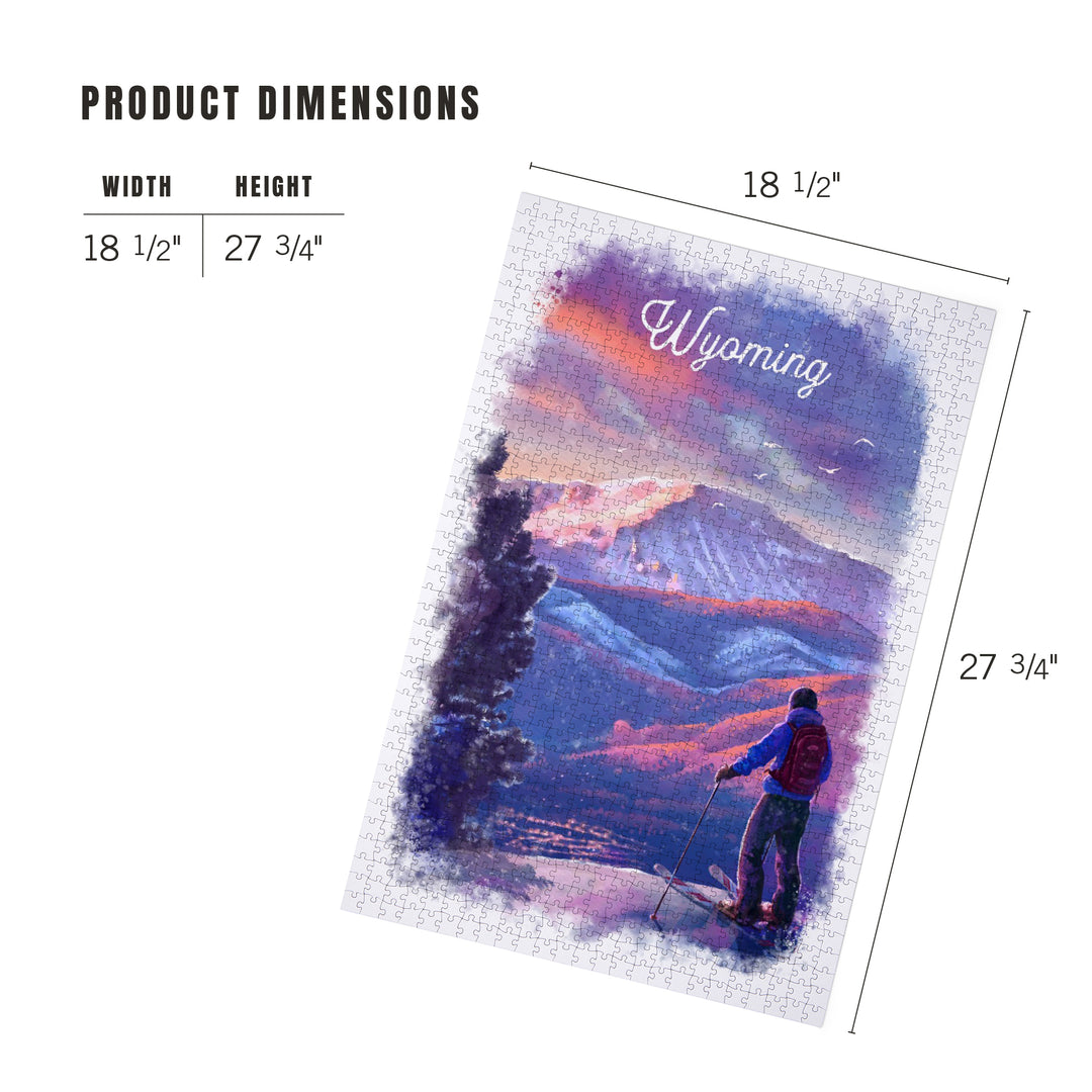 Wyoming, Watercolor Study, Purple Skies, Ski View, 1000 Piece Jigsaw Puzzle