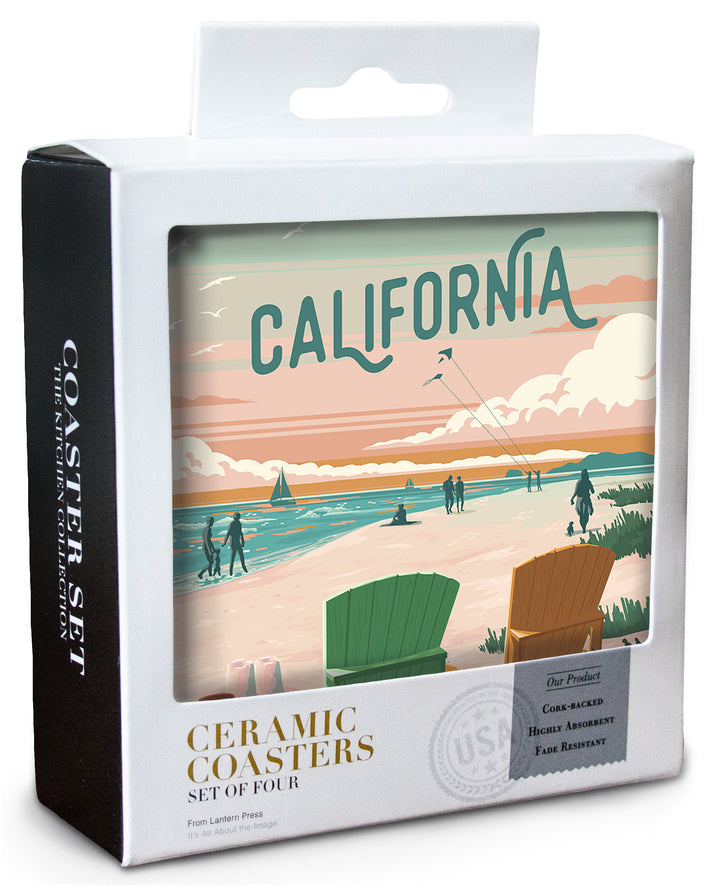 California, Painterly, Bottle This Moment, Beach Chairs, Coaster Set