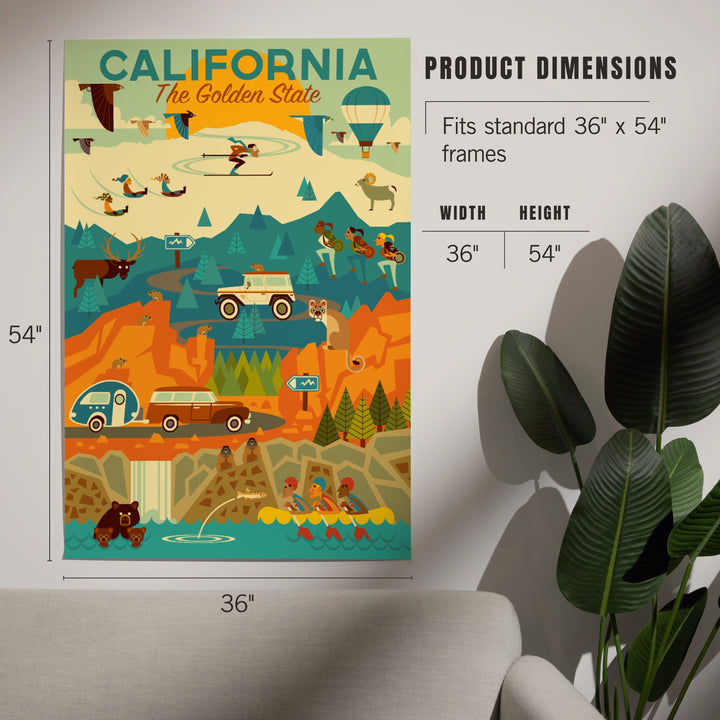 California, The Golden State, Geometric, Art & Giclee Prints