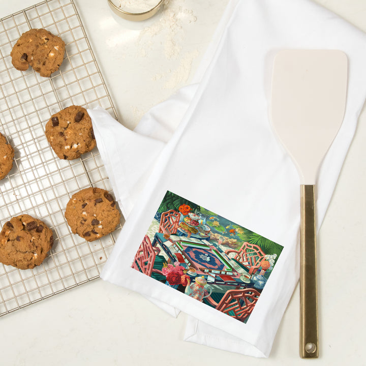 Oil Painting, Mahjong Life, Organic Cotton Kitchen Tea Towels