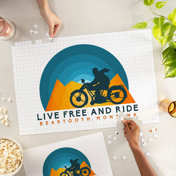 Beartooth, Montana, Live Free and Ride, Motorcycle, 1000 Piece Jigsaw Puzzle