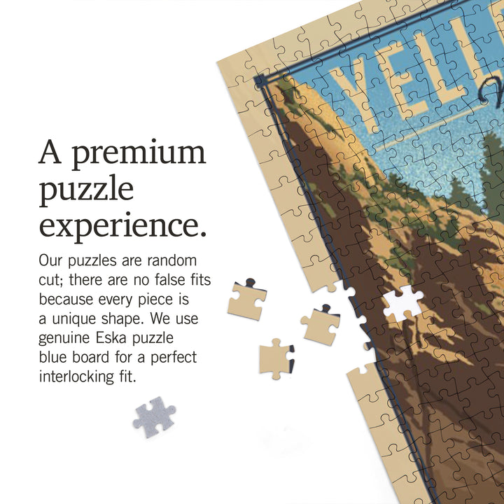 Yellowstone National Park, Wyoming, Tower Falls, Lithograph National Park Series, Jigsaw Puzzle