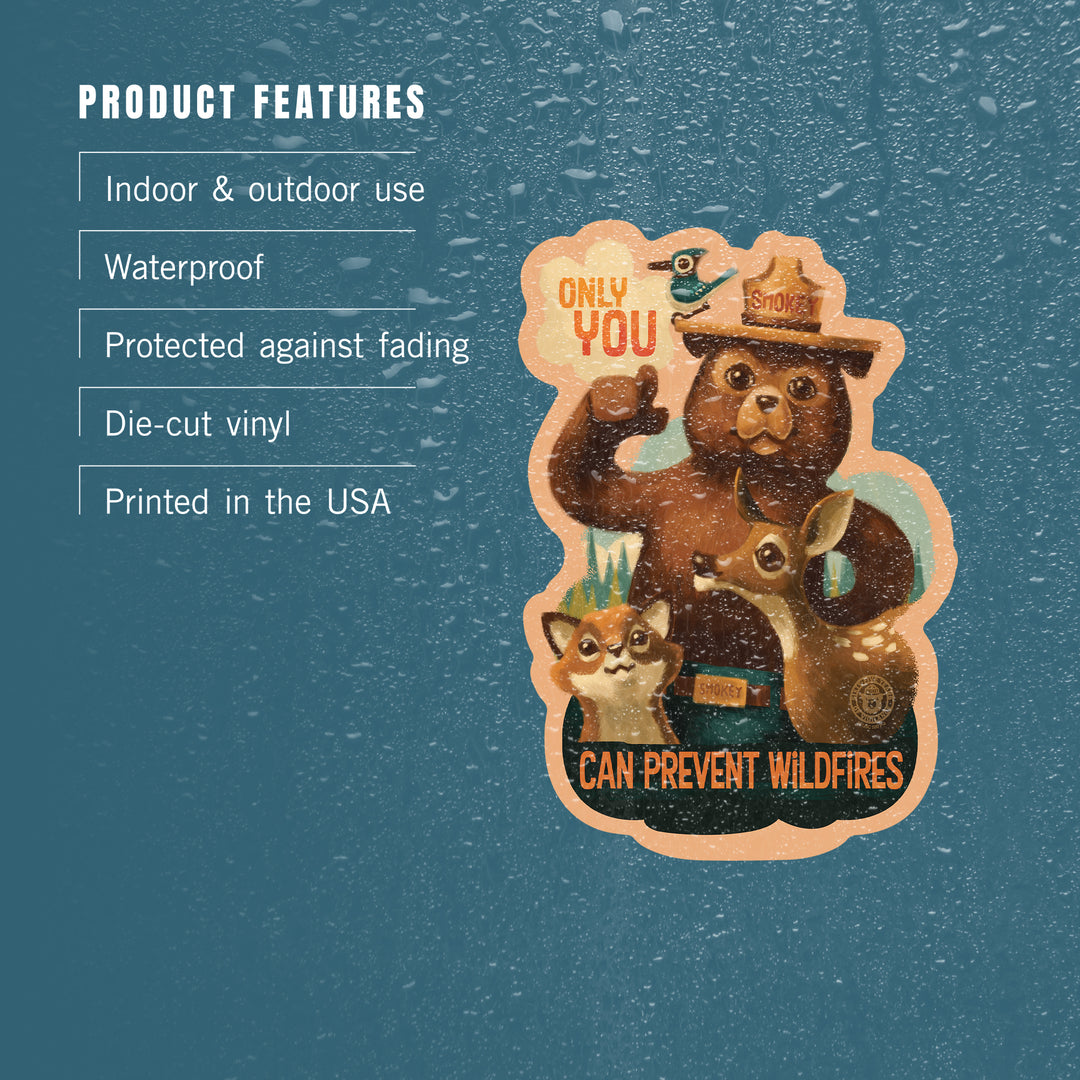 Smokey Bear, Only You, Oil Painting, Contour, Lantern Press Artwork, Vinyl Sticker