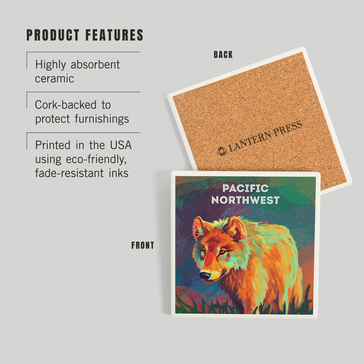Pacific Northwest, Vivid, Gray Wolf, Coasters