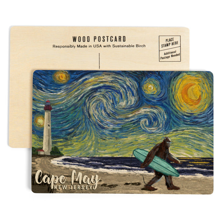 Cape May, New Jersey, Starry Night, Bigfoot on, Wood Sign and Postcards