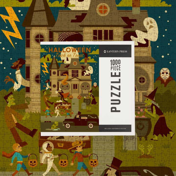 Halloween, Trick or Treat, Geometric, 1000 Piece Jigsaw Puzzle