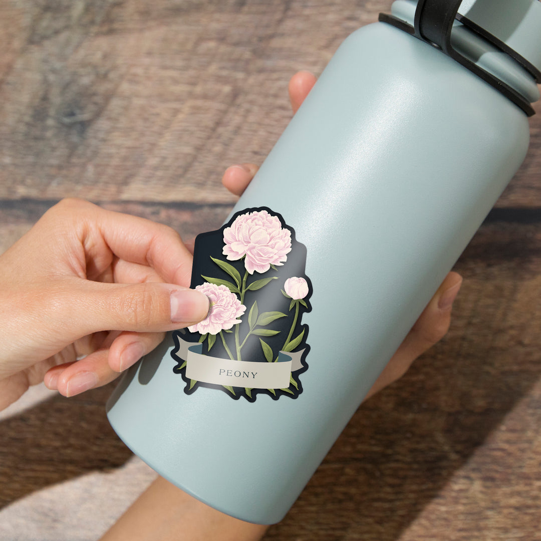 Vintage Flora Noir, Peony, Vinyl Sticker