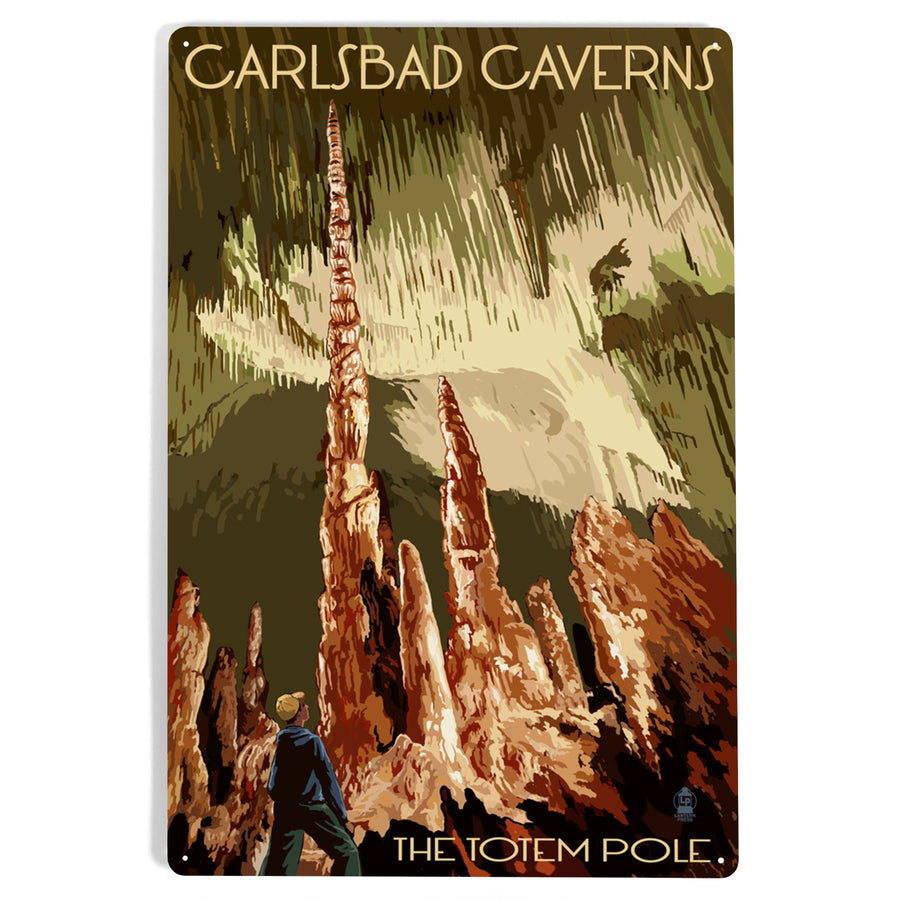 Carlsbad Caverns National Park, New Mexico, The Totem Pole, Metal Signs - Lantern Press