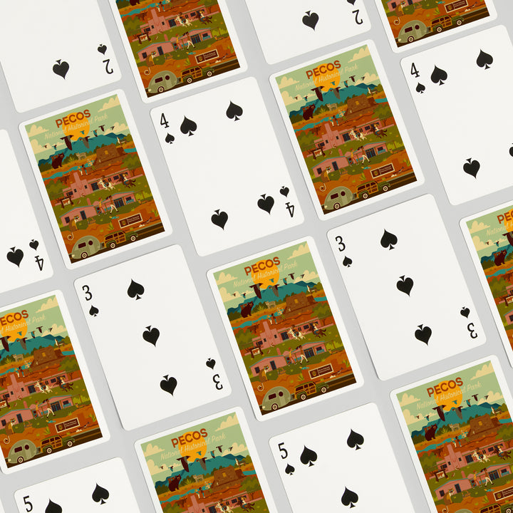 Playing Cards, Pecos National Historical Park, New Mexico, Geometric, 52 Card Deck with Jokers in Box, Unique Art