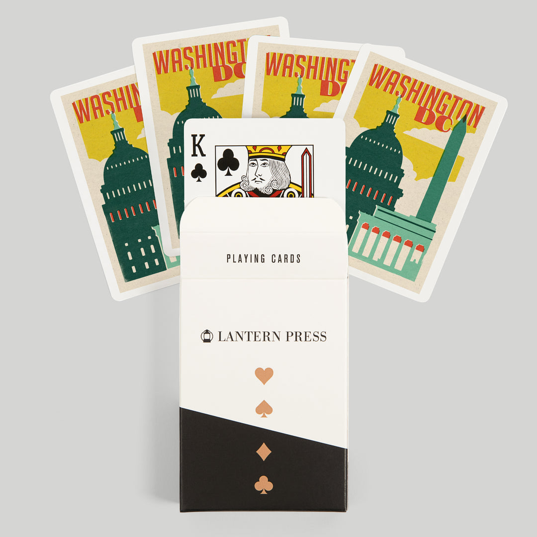 Playing Cards, Washington, DC, Woodblock City Series, Architectural Landmarks, 52 Card Deck with Jokers in Box, Unique Art