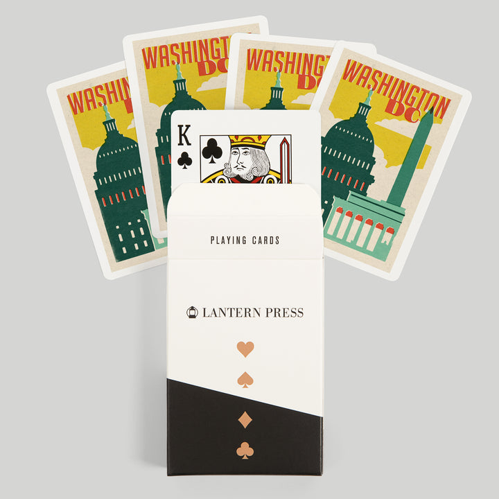 Playing Cards, Washington, DC, Woodblock City Series, Architectural Landmarks, 52 Card Deck with Jokers in Box, Unique Art