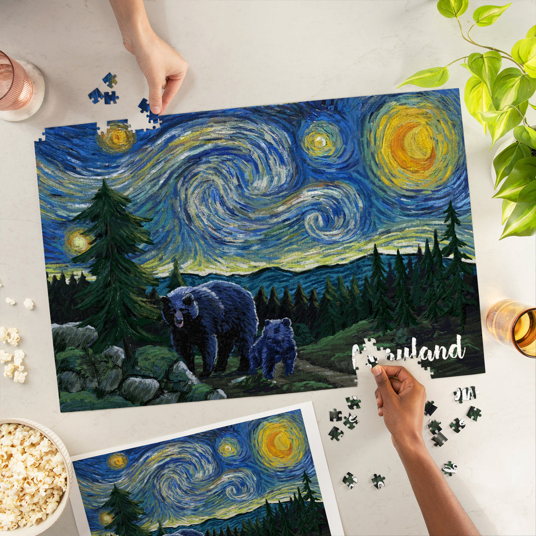 Maryland, Starry Night, Bear and Cub, Jigsaw Puzzle