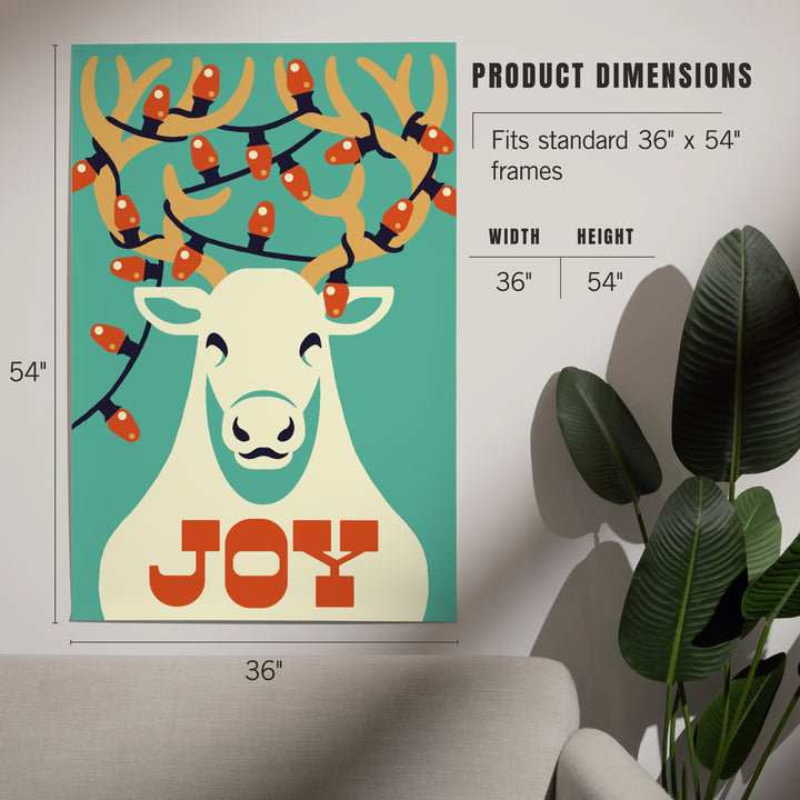 Joy, Reindeer, Retro Christmas, Art & Giclee Prints