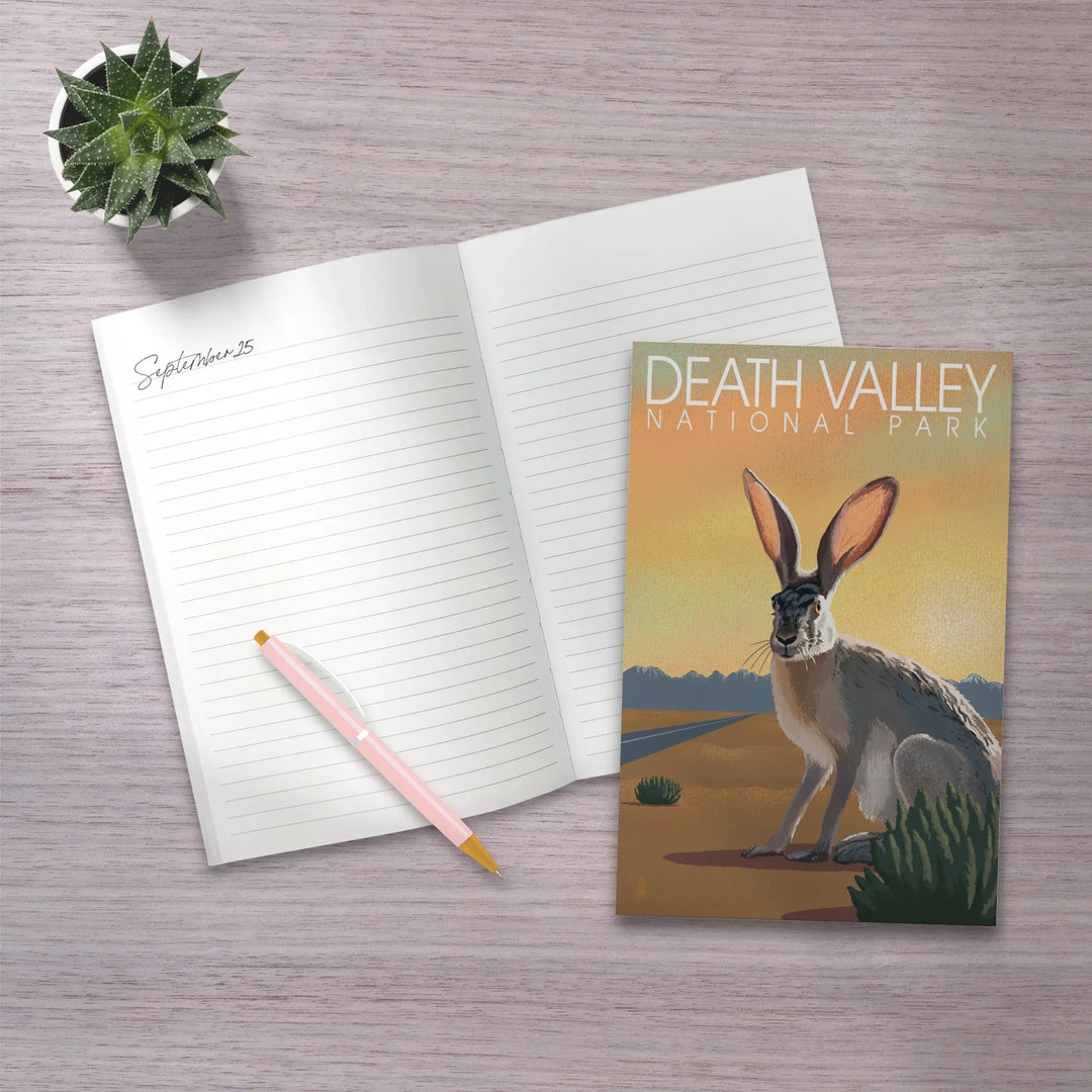 Lined 6x9 Journal, Death Valley National Park, California, Lithograph, Jackrabbit, Lay Flat, 193 Pages, FSC paper