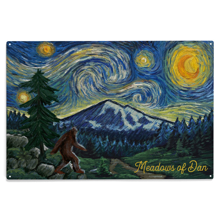 Meadows of Dan, Virginia, Bigfoot, Starry Night, Wood Sign and Postcards