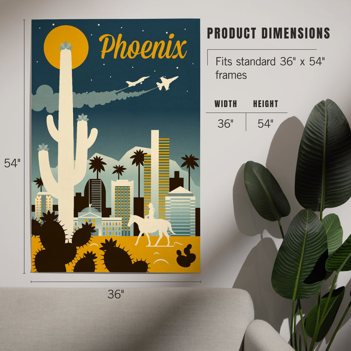 Phoenix, Arizona, Retro Skyline Series, Art & Giclee Prints
