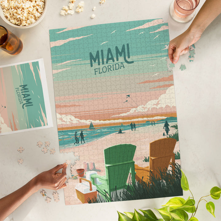 Miami, Florida, Bottle This Moment, Beach Chairs, Jigsaw Puzzle