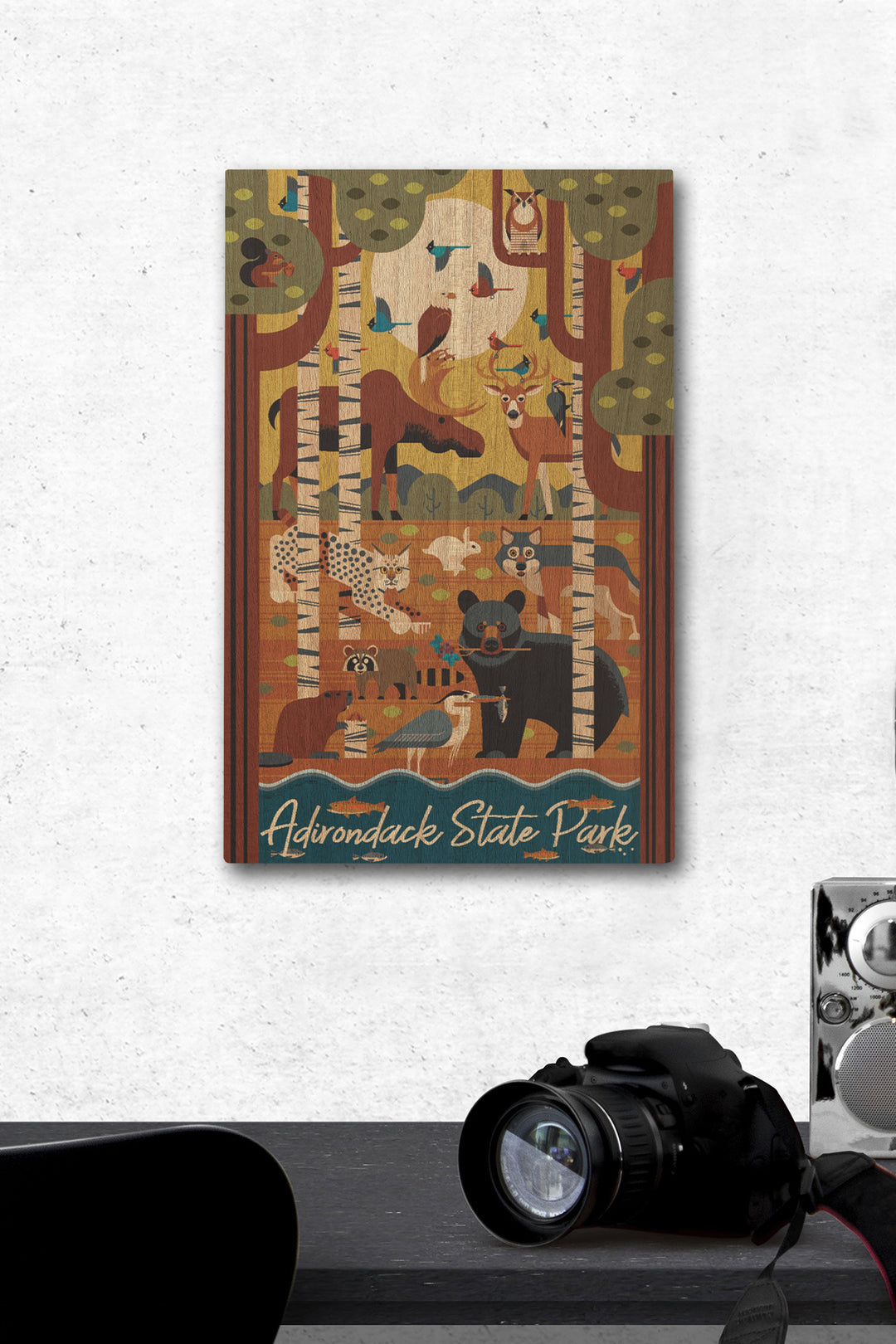 Adirondack State Park, New York, Forest Animals, Geometric, Lantern Press Artwork, Wood Signs and Postcards