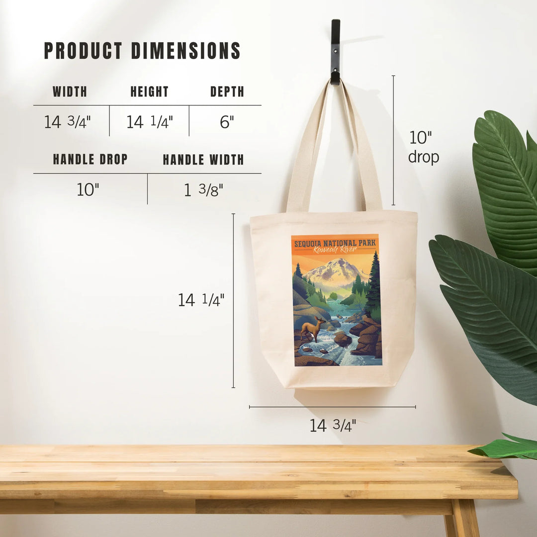 Sequoia National Park, California, Kaweah River, Lithograph, Tote Bag