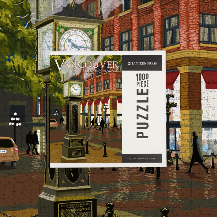 Vancouver, British Columbia, Painterly, Steam Clock, Jigsaw Puzzle