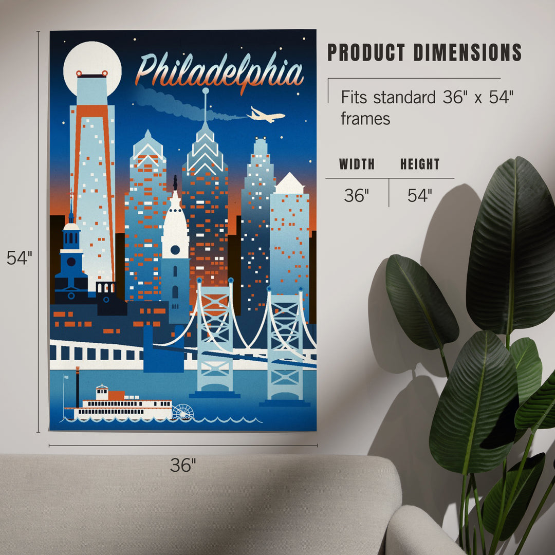 Philadelphia Retro Skyline Chromatic, Art & Giclee Prints