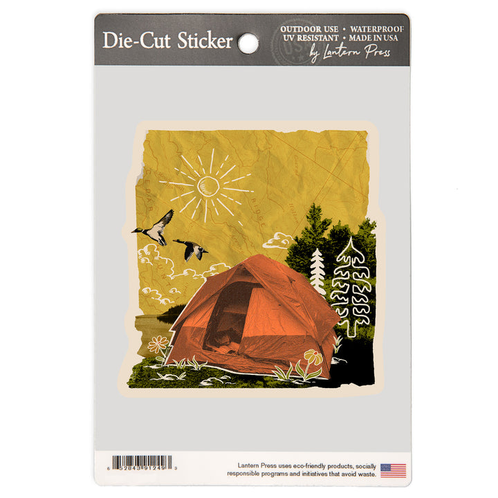 Retro Collage, Camping, Vinyl Sticker
